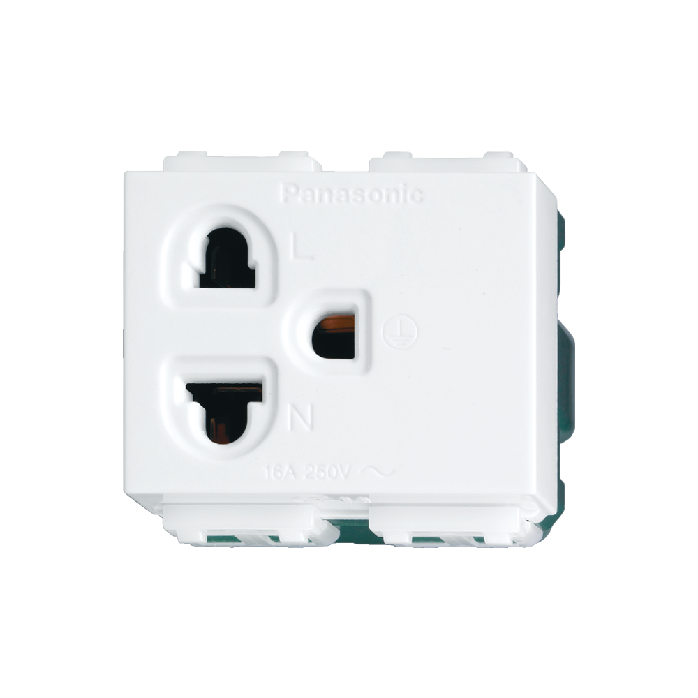 รูปภาพสินค้า เต้ารับไฟฟ้าแบบเดียวขากลม-แบน 16A 250V มีกราวด์